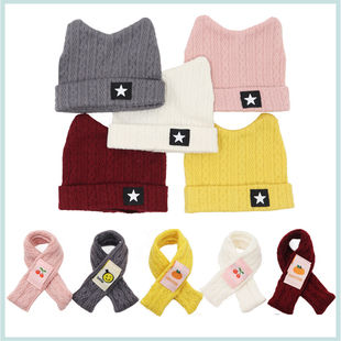 ICY DBS小布娃娃可爱针织毛线猫咪套头帽子围巾五色入ob24丽佳