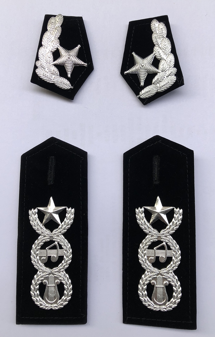 毛呢面迎亲腰鼓队鼓号队黑色乐队礼服肩章领花乐队肩章