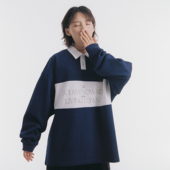 polo衫 todaynowind 拼接宽松长袖 livingtown 休闲印花纯棉