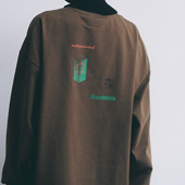 todaynowind 宽松圆领秋冬TEE 音符和弦图案 全棉印花长袖 T恤