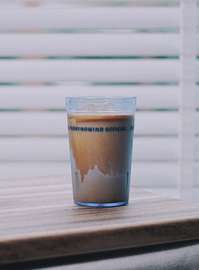 todaynowind 蓝色磨砂透明杯子 亚克力塑料PC 小口水杯