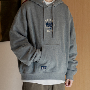 美式 stillslow宽松oversize刺绣连帽卫衣 复古加绒 todaynowind