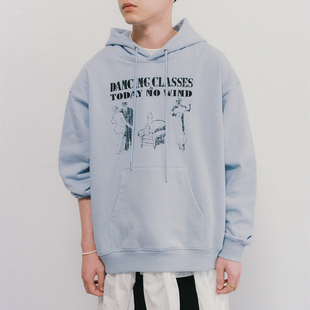 秋冬新款 舞蹈教室做旧印花连帽卫衣 宽松套头 24aw todaynowind