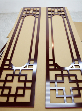 新中式仿古镂空雕花板新款pvc电视背景墙木格栅定制花格边框装饰