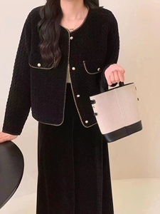 2023秋冬新小香风外套女韩版显瘦法式气质名媛高级感双面绒短上衣