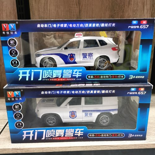 电动仿真警车声光开门宝宝玩具车