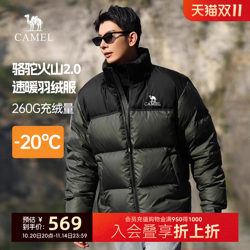 骆驼火山羽绒服短款加厚