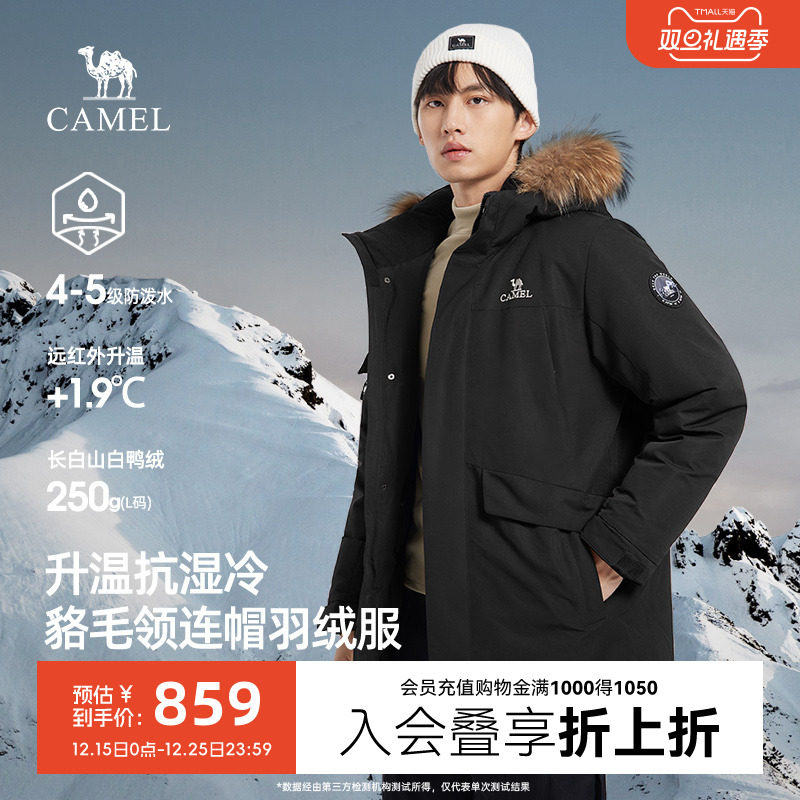 骆驼大毛领冬季羽绒服派克服