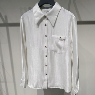 idole奕多港风复古长袖衬衫女2024秋季新款宽松显瘦衬衣气质上衣