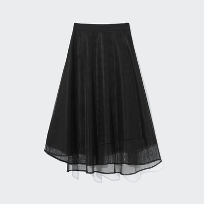 蔚雯中长a字不规则半身裙