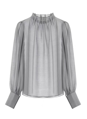 idole奕多2024冬季新款立领泡泡袖上衣女洋气小衫内搭打底衫上衣