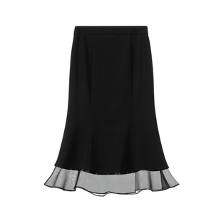 idole奕多春季通勤a字高腰半身裙女2024新款百搭中长款黑色鱼尾裙