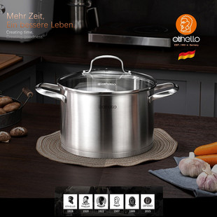 德国316双耳汤锅18/10不锈钢加厚20/22/24cm煤燃气电磁炉通用锅具