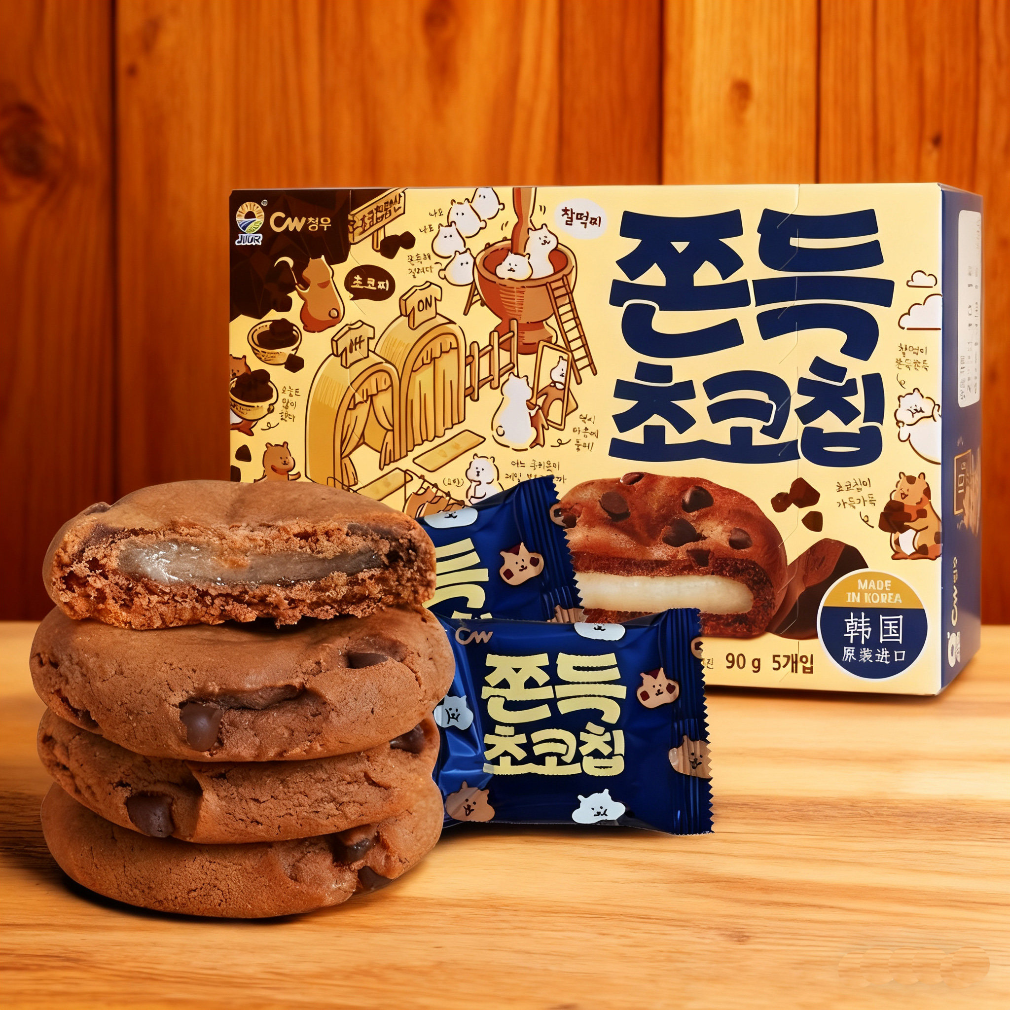 韩国进口九日青佑牌巧克力味打糕点心小饼干糯米糍糕伴手礼零食