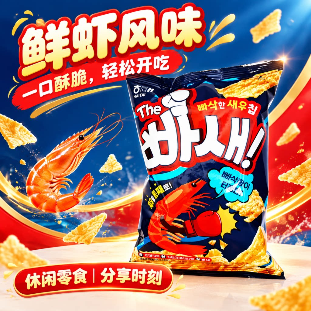 原装进口海太鲜虾片 55g 海鲜脆片含虾肉儿童解馋下午茶膨化小吃