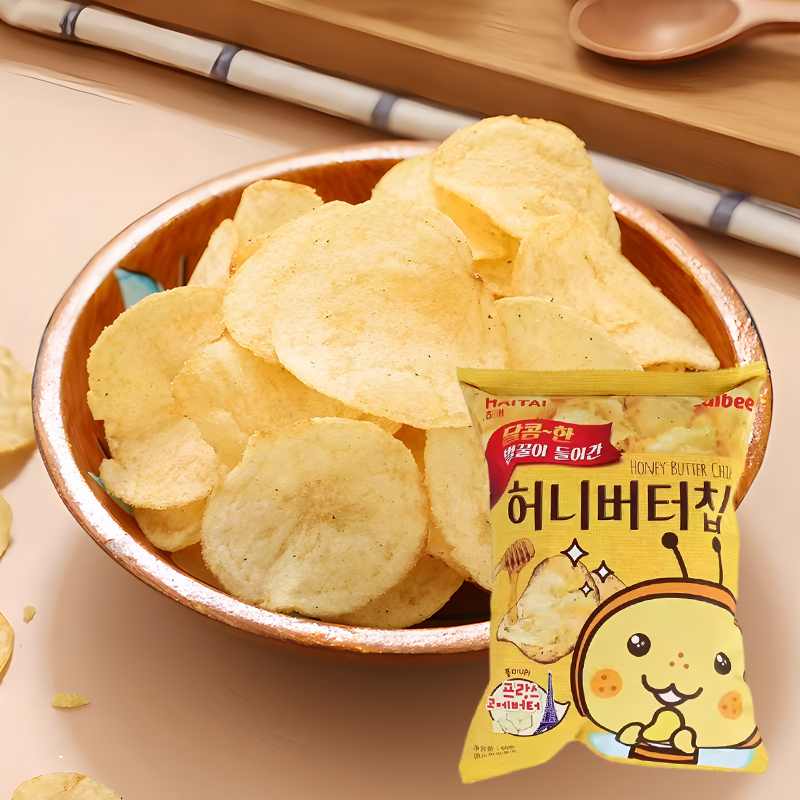 韩国进口小零食海太蜂蜜黄油薯片卡乐比奶酪味土豆片膨化食品休闲