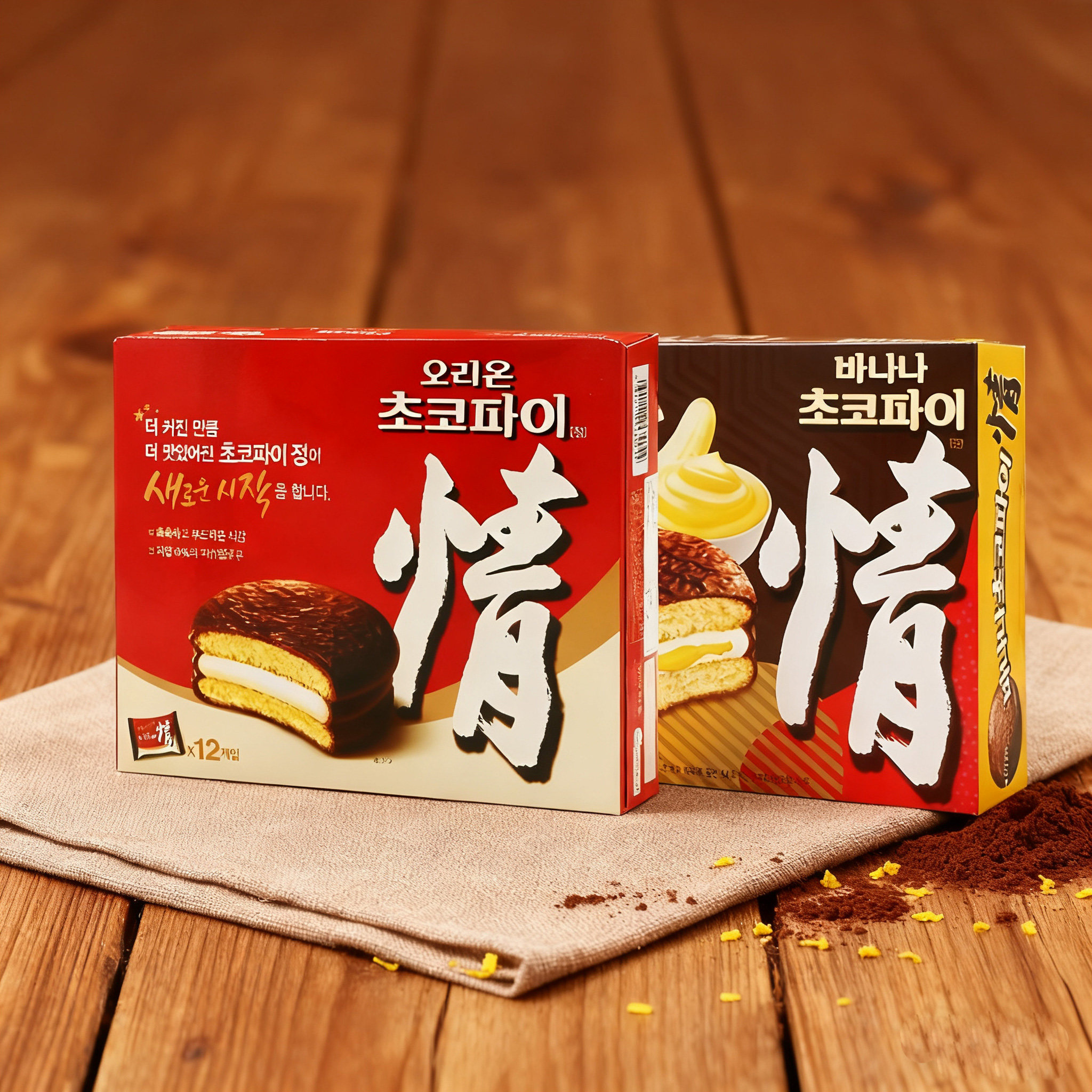 韩国进口蛋糕好丽友巧克力派468g情派奶油香蕉夹心零食休闲食品