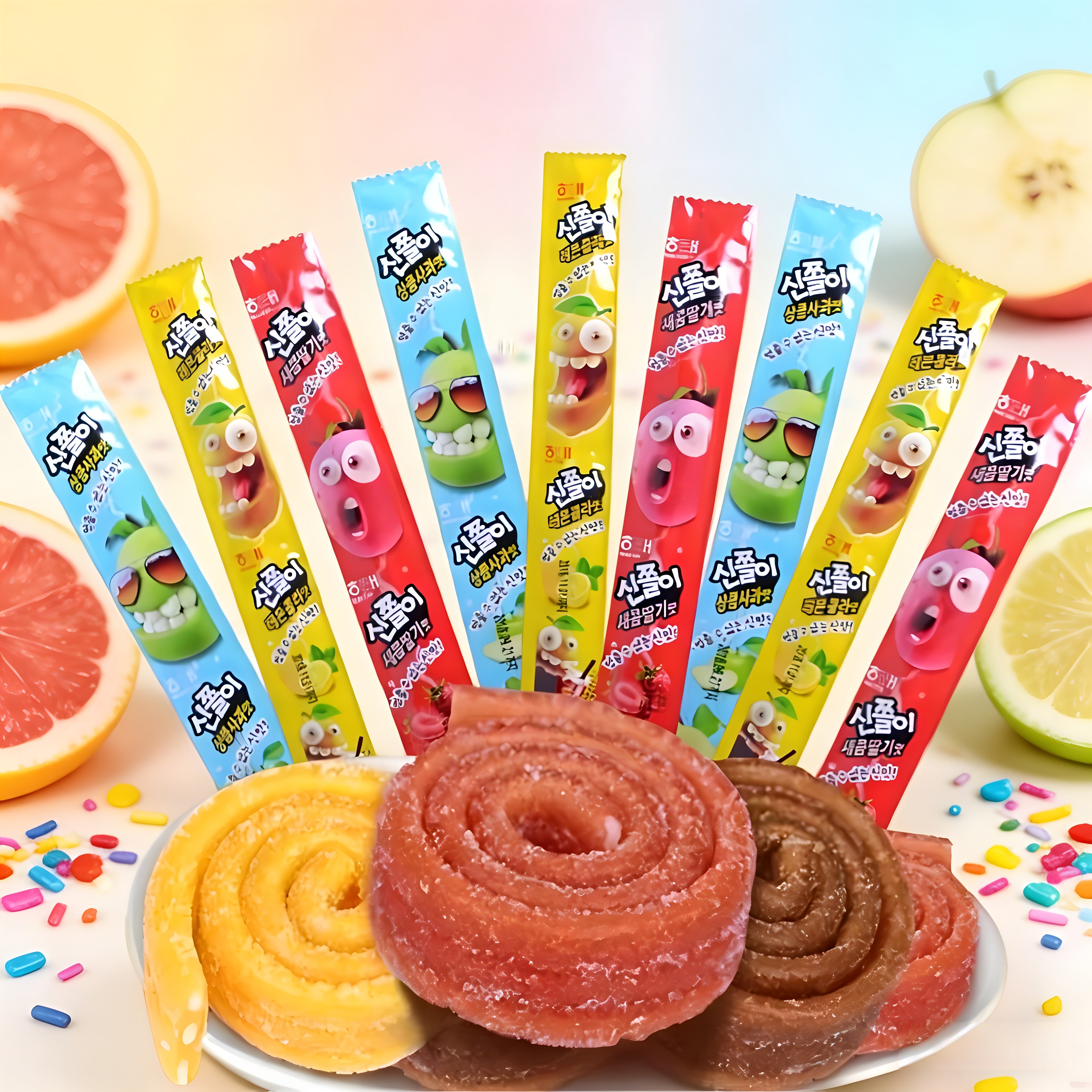 韩国进口海太长条软糖长舌头酸甜果汁橡皮糖网红怀旧休闲零食