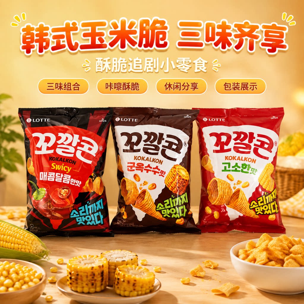 韩国进口零食乐天脆脆角67g膨化
