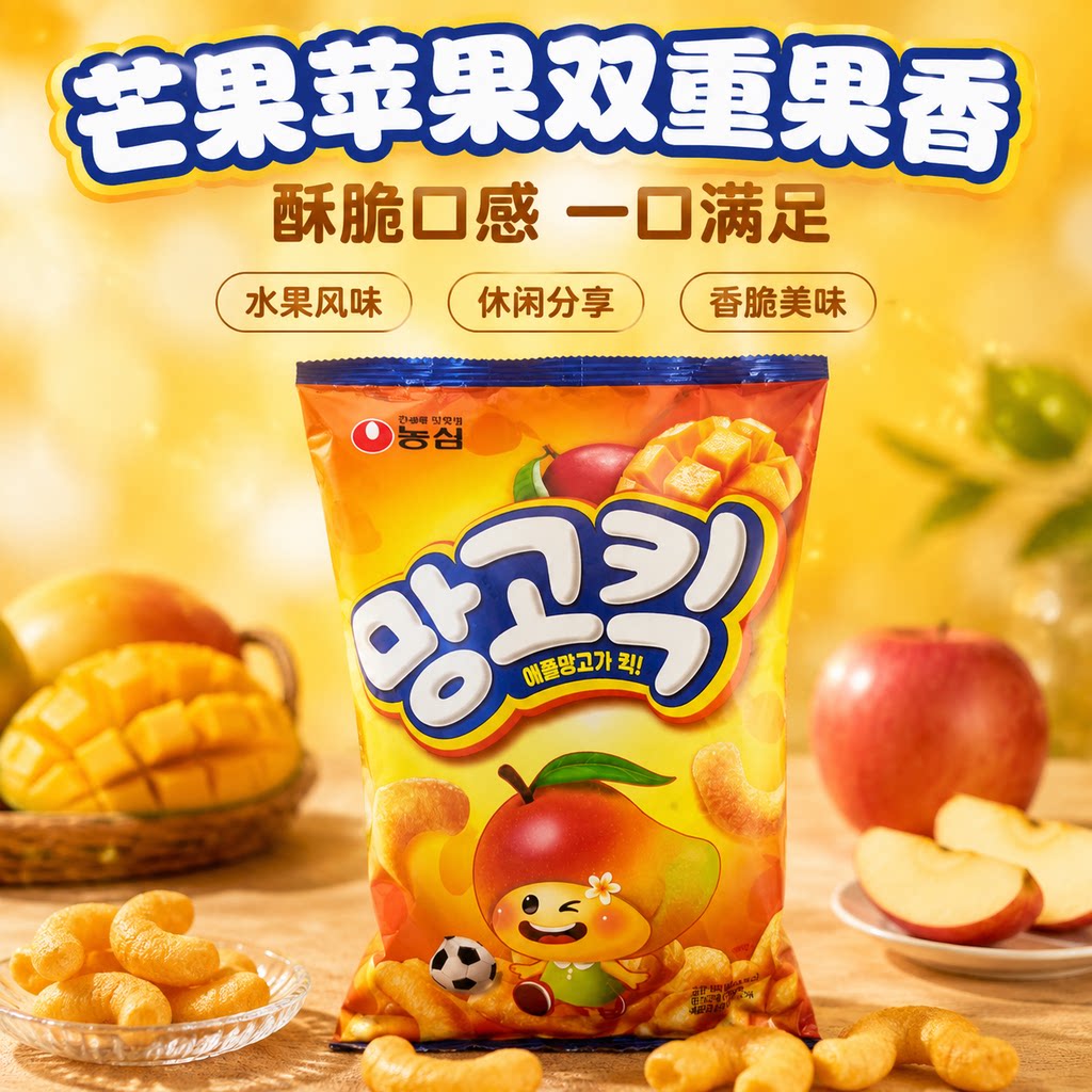 韩国进口农心芒果味膨化脆条100g网红香甜零食办公室解馋小吃