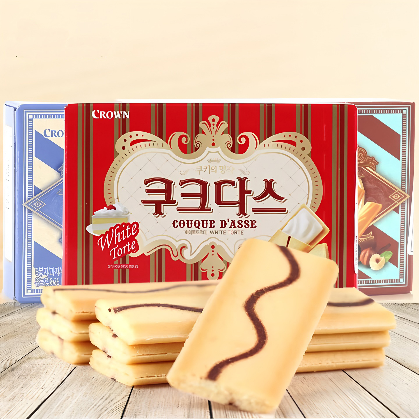 韩国进口零食品克丽安夹心饼干咖啡蛋卷榛子77g盒办公室零食小吃