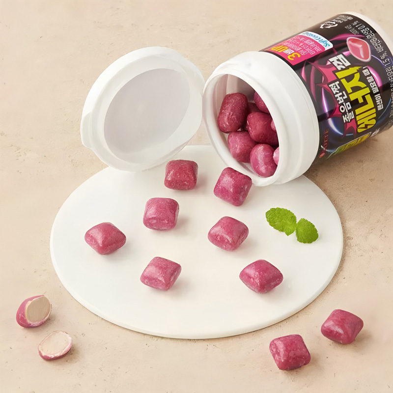 韩国进口零食乐天新款超爽口香糖薄荷辣味口香糖提神食品87g罐装