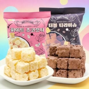 韩国进口CU便利店涞可小方块膨化65g提拉米苏白巧克力味网红零食