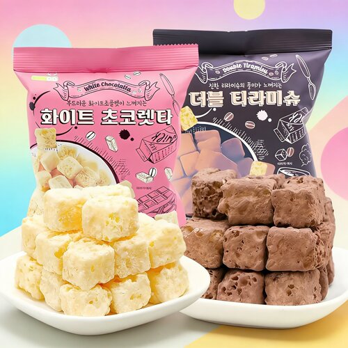 韩国进口CU便利店涞可小方块膨化65g提拉米苏白巧克力味网红零食