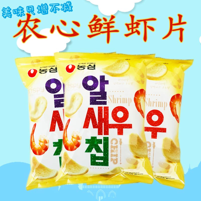 包邮韩国进口零食农心虾片袋脆脆片香脆鲜虾味片膨化零食休闲小吃