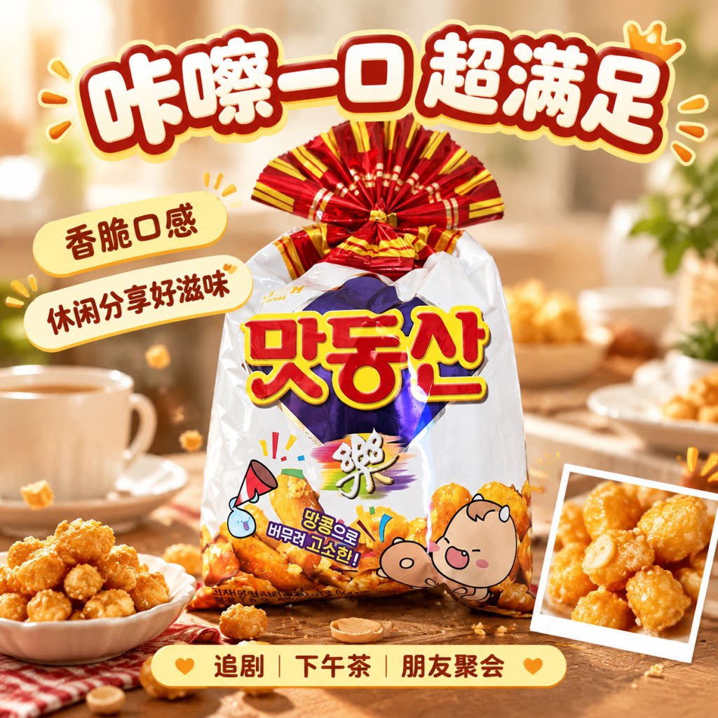 韩国进口海太江米条90g香酥早餐饼干甜品年货零食小吃 休闲食品
