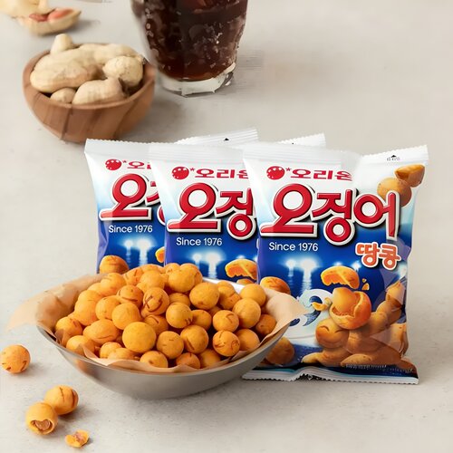 韩国进口零食好丽友鱿鱼味花生球花生坚果膨化休闲食品鱼味小吃