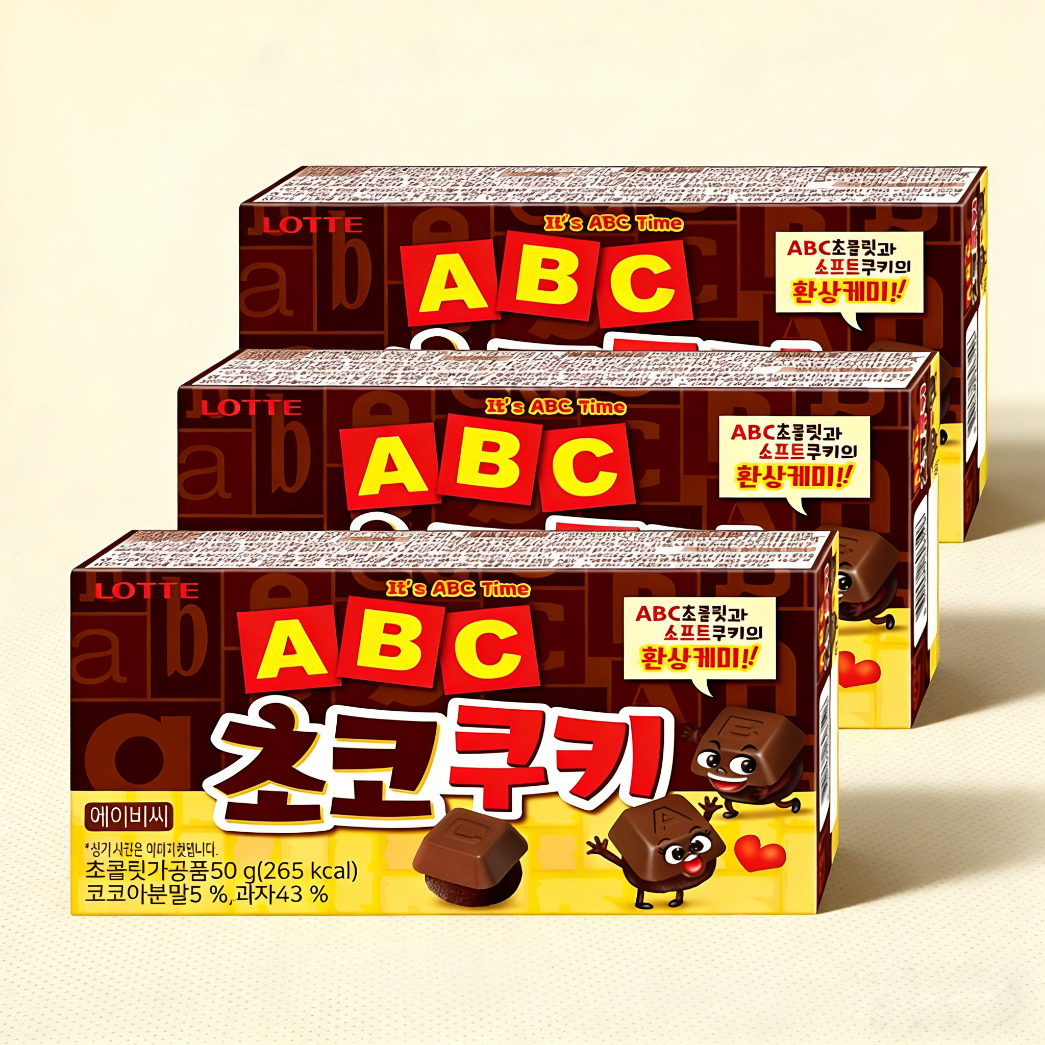 韩国进口LOTTE乐天ABC巧克力味饼干字母曲奇休闲小吃网红零食