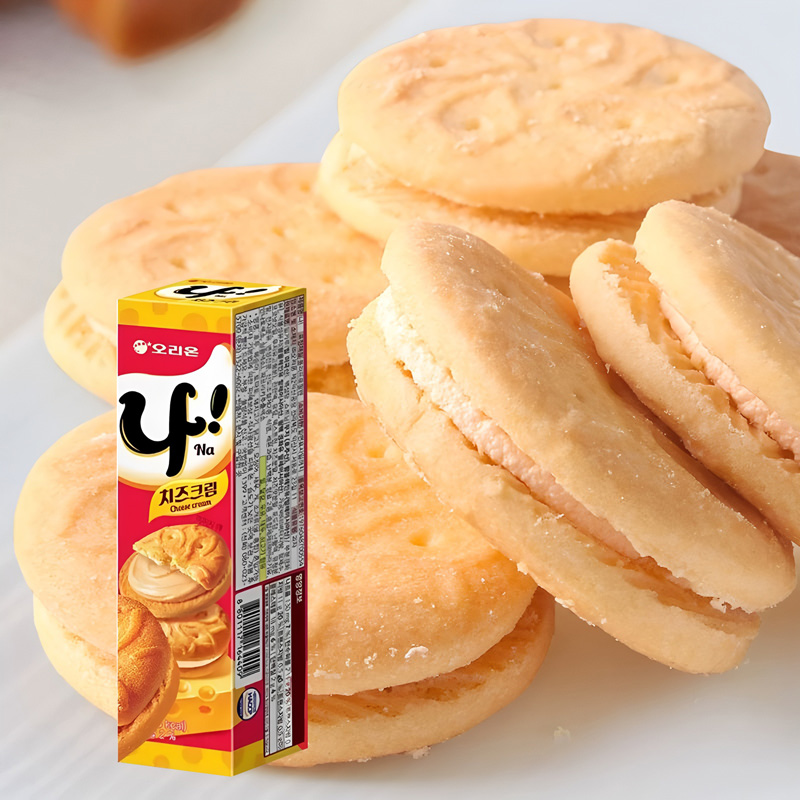 韩国进口休闲零食品ORION好丽友NA奶酪夹心饼干77g香浓芝士味曲奇
