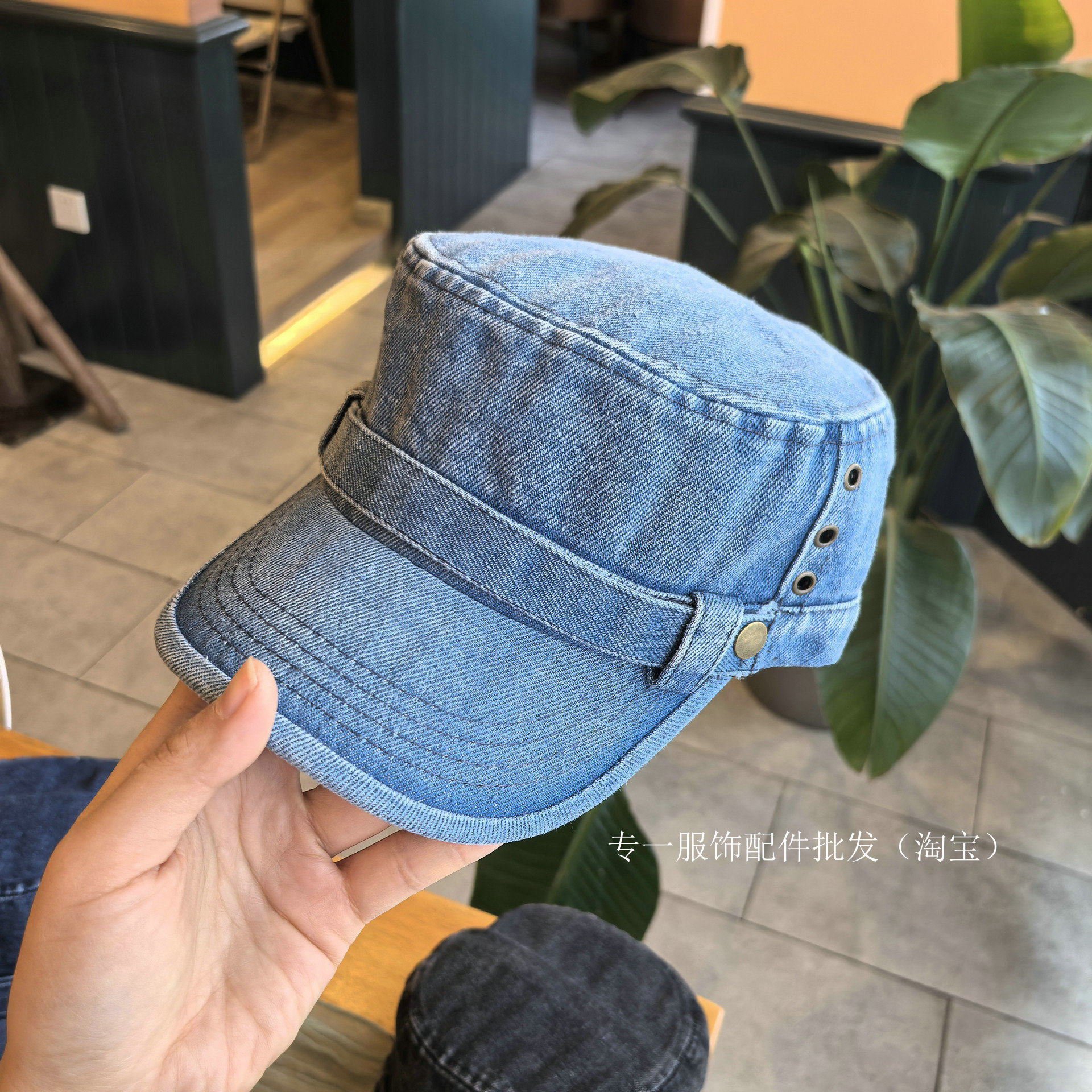 复古水洗牛仔平顶帽男女春夏显脸小做旧工装帽时尚宽檐潮流鸭舌帽,服饰配件/皮带/帽子/围巾,帽子,淘宝优惠券,粉丝福利购,淘宝优惠卷