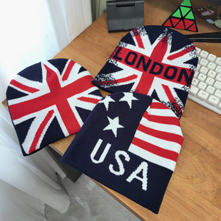 韩版 蝴蝶结提花针织帽女秋冬嘻哈保暖毛线帽冷帽男街头套头帽子潮