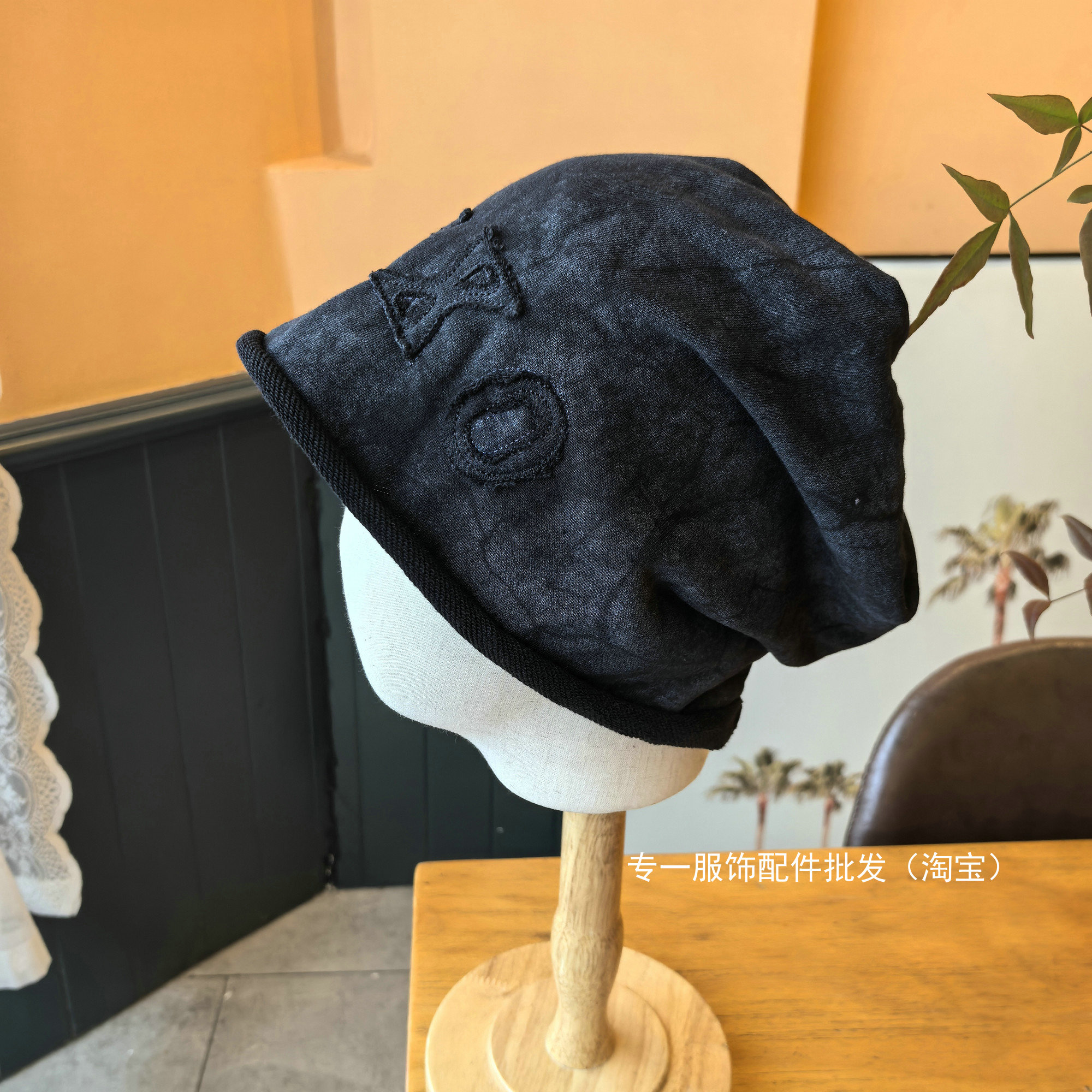 废土风字母冷帽女大头围堆堆帽男