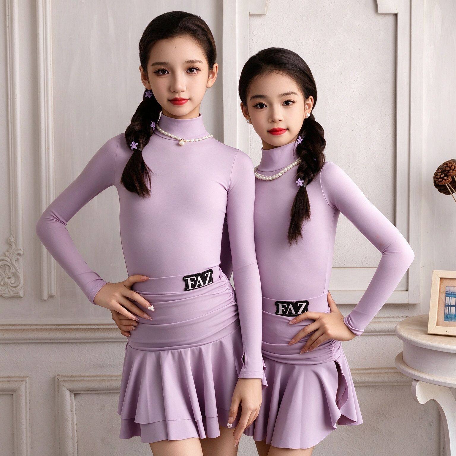FAZ秋冬少儿网红拉丁舞裙练功服