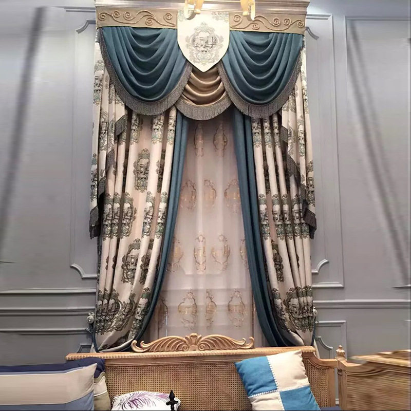 上海窗帘定制  精致提花欧式古典美式别墅客厅卧室窗帘免费测量