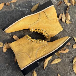 大逃亡M43日落黄工装靴牛皮短靴