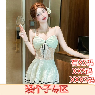 加小码XXXS矮个子女装夏季150cm显高蕾丝镂空吊带连衣裙2026时尚