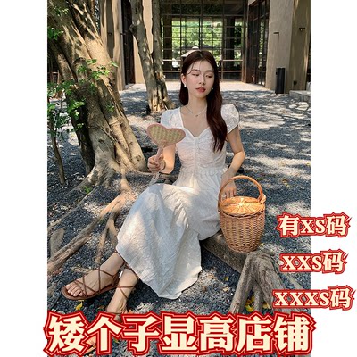 夏装矮个子女装加小码XXXS150cm显高刺绣上衣+半身裙两件套女新款