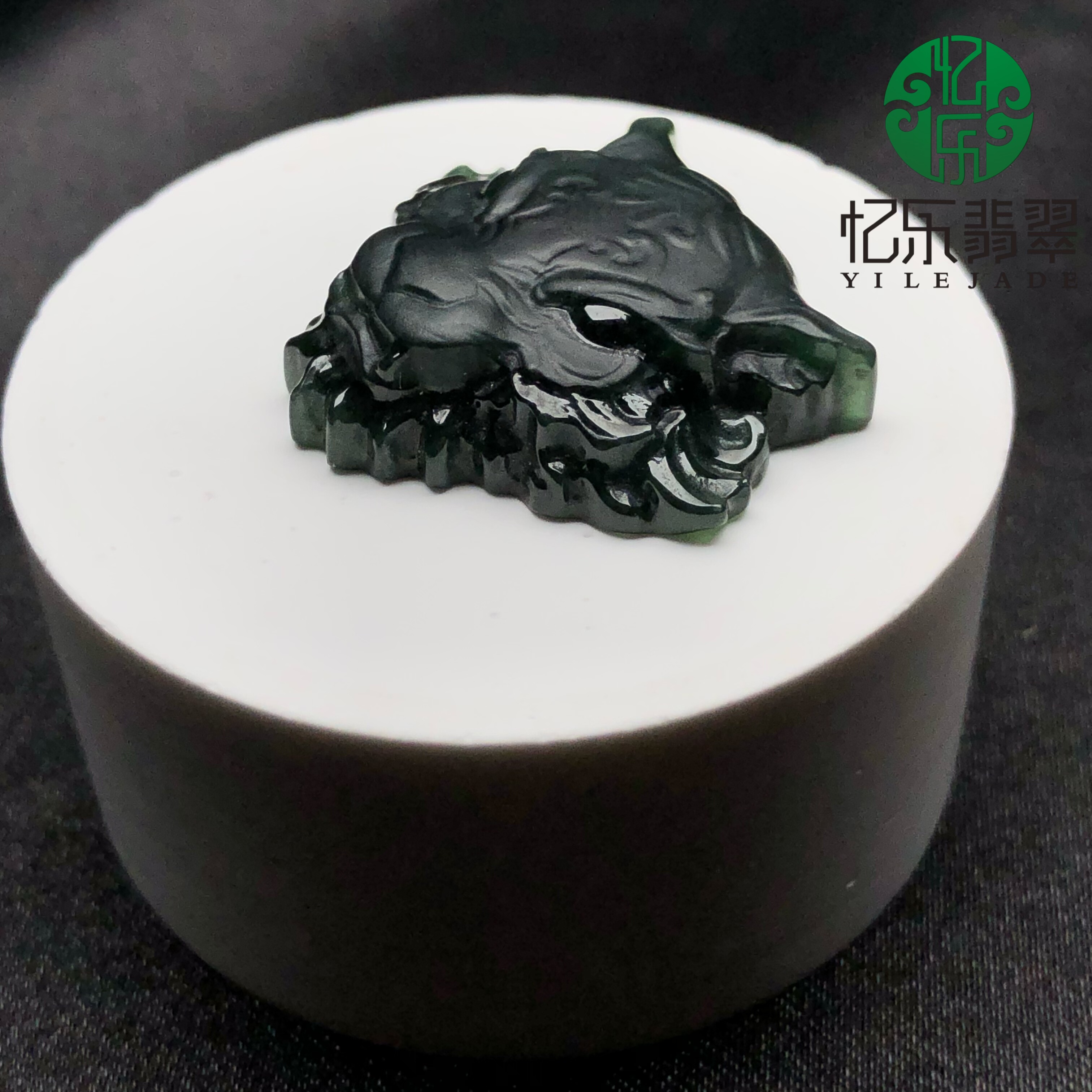 缅甸天然A货翡翠墨翠虎头裸石墨翠虎裸石可代镶嵌 戒指吊坠绑手绳