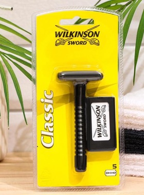 Wilkinson双刃安全剃须刀不锈钢手动剃须刀套装刀片老式T型刮胡刀