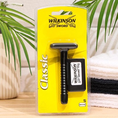 Wilkinson双刃安全剃须刀不锈钢手动剃须刀套装刀片老式T型刮胡刀