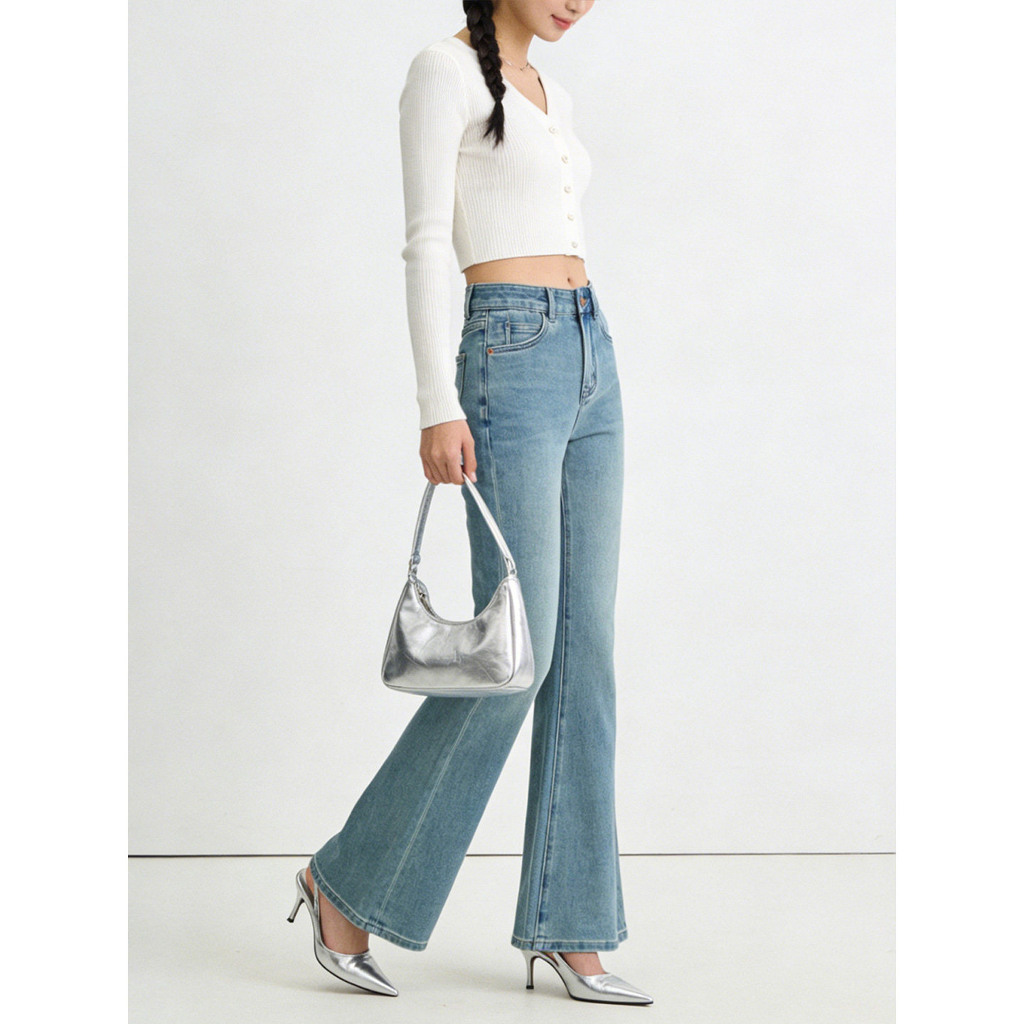 秋冬新款高腰微喇牛仔裤女弹力显瘦小个子高级感喇叭裤子马蹄裤