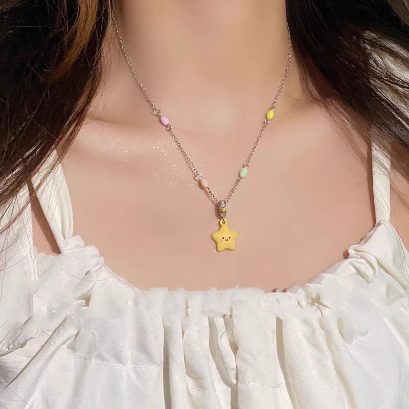 合金锁骨链黄色幸运星可爱项链