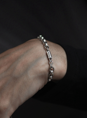 高端手工男士纯银饰做旧复古粗链条手链串设计感独特泰银重工原