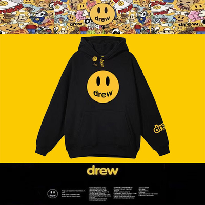 贾斯丁比伯同款卫衣RmdDrew笑脸连帽卫衣男美式加绒加厚套头帽衫