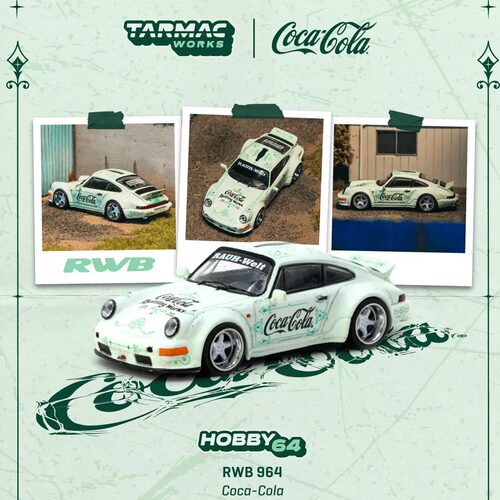 TW 1:64 保时捷911 RWB 964 Coca-Cola可口可乐宽体合金汽车模型