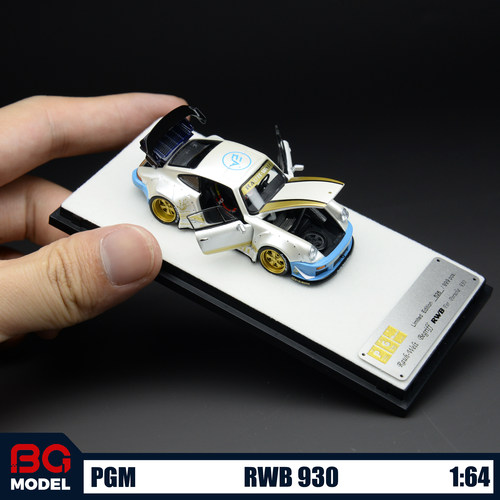 PGM 1:64保时捷930 RWB 消光白宽体合金汽车模型收藏摆件